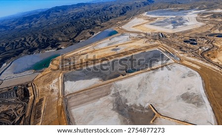 Panoramic view of leaching pad and mine tailings dam
