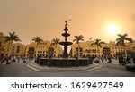 Panoramic view of Lima main square and cathedral church.