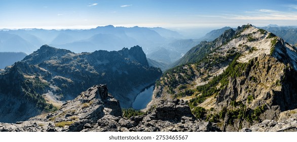 A Panoramic View Looking Down the Skykomish River Valley From the Summit of Gunn Peak in Washington's Cascade Mountains.