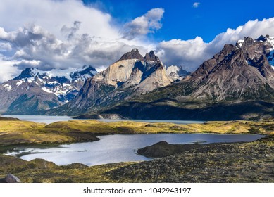 Panoramic View of Los Cuernos and Lago Nordenskjold, Torres del Paine National Park, Patagonia, Chile