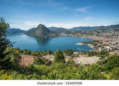 Panoramic View Of Lugano, Ticino Canton, Switzerland