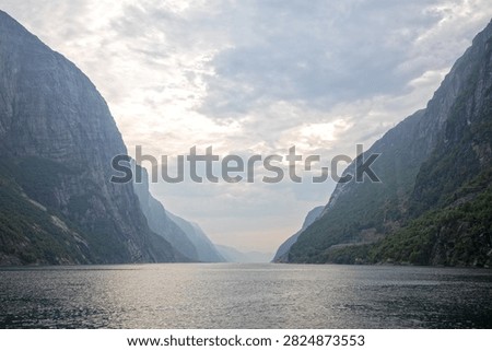 Panoramic View of Lysefjord from Lysebotn with Dramatic Clouds, Rogaland, Norway