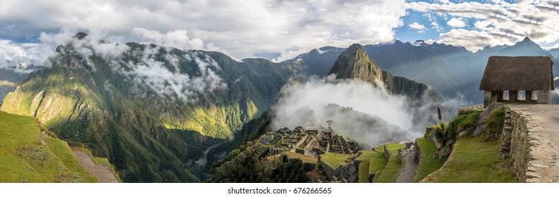 Panoramic View of Machu Picchu Inca Ruins - Sacred Valley, Peru - Powered by Shutterstock