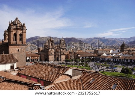 panoramic view of the main square of Cusco in Peru