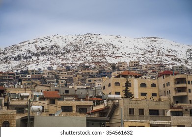 Panoramic View Of  Maj-dal-shams Druze Town And Hermon Mountain, Israel.