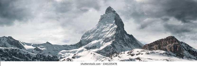 panoramic view to the majestic Matterhorn mountain, Valais, Switzerland