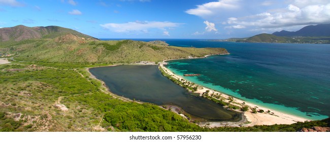 Panoramic View Of Major's Bay Beach On Saint Kitts