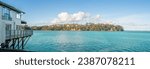 A Panoramic view of Manukau Harbour from Blockhouse Bay Beach in Auckland New Zealand on Sunny Afternoon