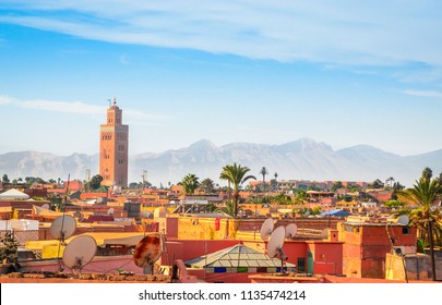 Panoramic View Of Marrakech And Old Medina, Morocco