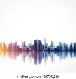 Panoramic view of a megalopolis with reflection. Square - Shutterstock ID 367092266