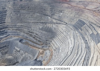 Panoramic view of a mine in the process of exploitation and extraction of gold and silver minerals