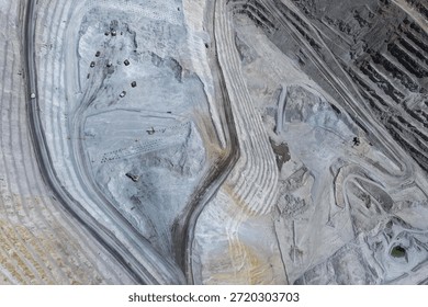 Panoramic view of a mine in the process of exploitation and extraction of gold and silver minerals