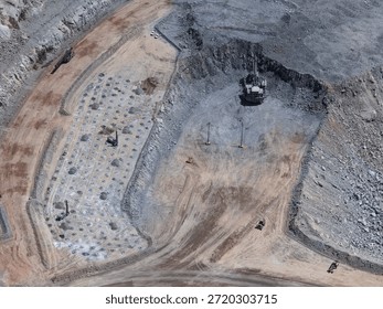Panoramic view of a mine in the process of exploitation and extraction of gold and silver minerals