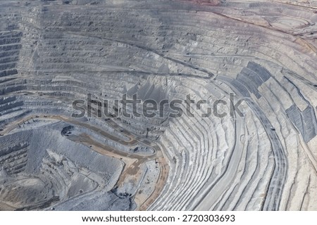 Panoramic view of a mine in the process of exploitation and extraction of gold and silver minerals