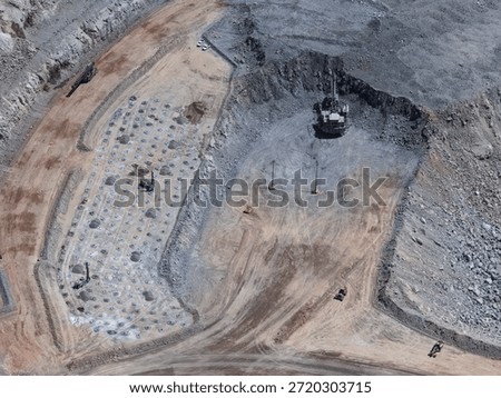 Panoramic view of a mine in the process of exploitation and extraction of gold and silver minerals