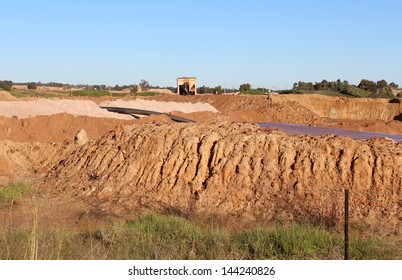 Panoramic View Of Mineral Sands Open Cut Mining Near The Ferguson River  Near Dardanup Western Australia  Producing Monazite ,zircon, Ilmenite And Rutile For Export.