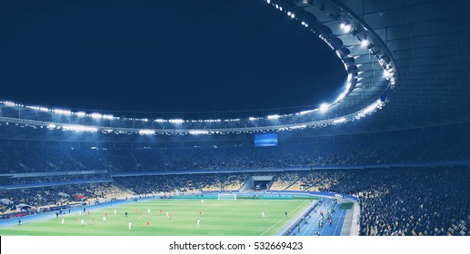 Panoramic view of modern stadium during football match - Shutterstock ID 532669423