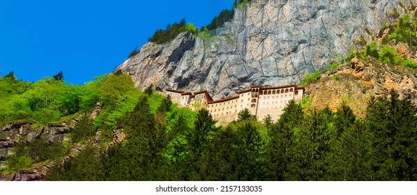 Panoramic View Of Sümela Monastery After Restoration In May 2022, Altındere Valley National Park, Maçka, Trabzon.