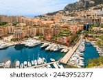 Panoramic view of Monte Carlo harbour in Monaco