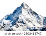 Panoramic view of mount Dhaulagiri isolated on the white sky background, Nepal himalaya mountain