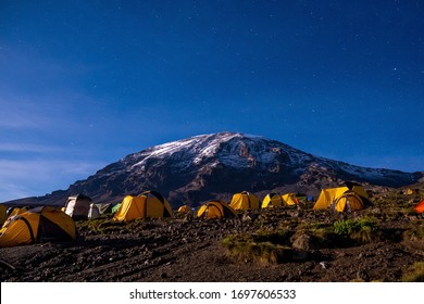 Panoramic view of mount Kilimanjaro, Tanzania. Beautiful mountain in Africa.