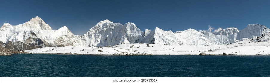 Panoramic View Of Mount Makalu Above Lake Near Kongma La Pass, Three Passes Trek, Way To Everest Base Camp, Khumbu Valley, Sagarmatha National Park, Nepal