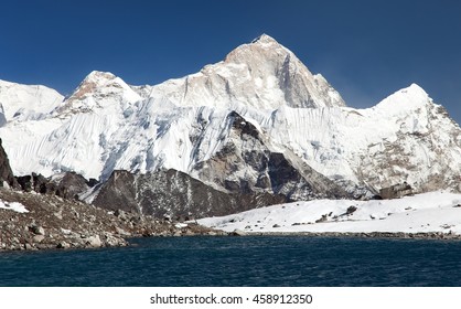 Panoramic View Of Mount Makalu Above Lake Near Kongma La Pass, Three Passes Trek, Way To Everest Base Camp, Khumbu Valley, Sagarmatha National Park, Nepal