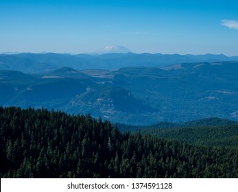 Panoramic View With Mount St Helens On The Background From Sherrard Point On Larch Mountain - Columbia River Gorge, Oregon