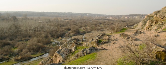 panoramic view of the mountain, creek and clearing