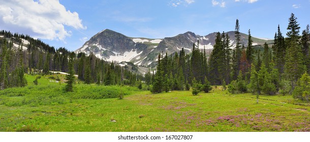 Panoramic View Of The Mountain Range, Rawah Wilderness, Colorado