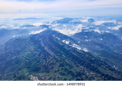 Panoramic View Of The Mountains Between Northern Vietnam And Southern China; Beautiful Sea Of Mountains And Clouds In The Morning