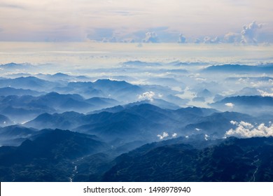 Panoramic View Of The Mountains Between Northern Vietnam And Southern China; Beautiful Sea Of Mountains And Clouds In The Morning