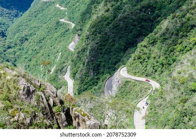 Panoramic View Of The Mountains And The Road In The Serra Do Rio Do Rastro In The Municipality Of Lauro Müller, Santa Catarina, Brazil, 2021.