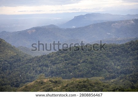 Panoramic view of mutliple hills seen from a vantage point in Haputale, Sri Lanka.