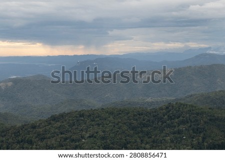 Panoramic view of mutliple hills seen from a vantage point in Haputale, Sri Lanka.