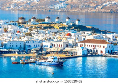 Panoramic View Of Mykonos Town, Cyclades Islands, Greece