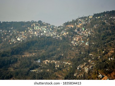 A Panoramic View Of Namchi Town In South Sikkim. Namchi Is The Second Largest Populated District In Sikkim. According To The Census Of 2001-2011, The Population Of The South District Is Roughly 146,85