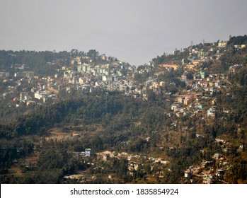 A Panoramic View Of Namchi Town In South Sikkim. Namchi Is The Second Largest Populated District In Sikkim. According To The Census Of 2001-2011, The Population Of South District Is Roughly 146,850.