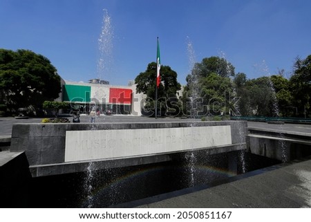Panoramic view of the National Museum of Anthropology located next to Chapultepec park in Mexico City, Mexico. The largest and most visited national museum in the country.