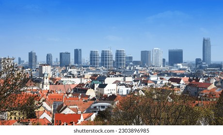 Panoramic view of the new downtown of Bratislava, Slovakia