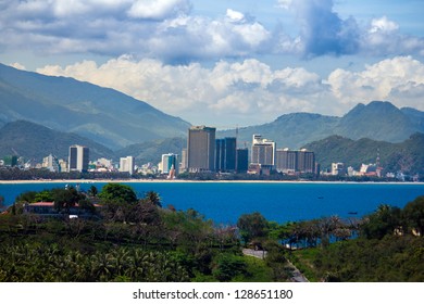 Panoramic view of Nha Trang, Vietnam from cable way to Vinpearl