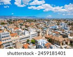 Panoramic view of Nicosia Cyprus in a summer day. Aerial view Nicosia cityscape