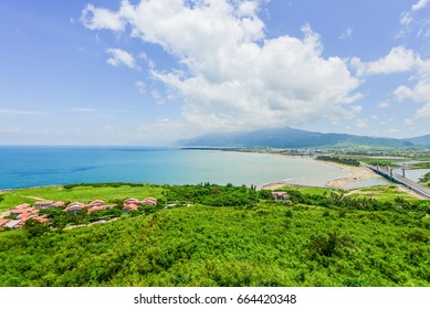 Panoramic View Of The Ocean And The National Museum Of Marine Biology And Aquarium From The Hill Of  Gueishan At Checheng, Pingtung, Taiwan