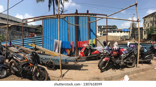 Panoramic View Of The Old Mumbai Street Scene Ganesha Galli 
Changing Landscape Of Mumbai City Maharashtra State India
Clicked On 23 September 2018