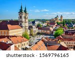 Panoramic view to the old town of Eger, Hungury 