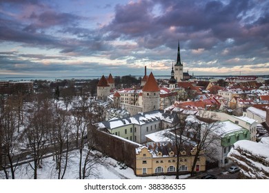 Panoramic view of the Old Town in Tallinn, Estonia.