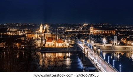 Panoramic view to the Oldtown of Kaunas at late evening