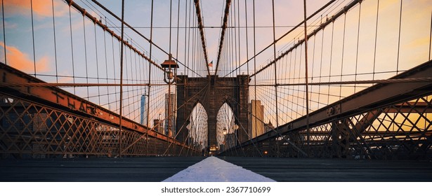 Panoramic view on Brooklyn Bridge, New York, USA. - Powered by Shutterstock
