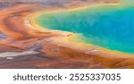 Panoramic view on the  colorful Grand Prismatic Spring in the Yellowstone National Park, USA