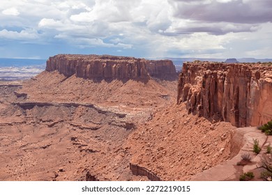 Panoramic view on Junction Butte seen from Grand View Point Overlook near Moab, Island in the Sky District, Canyonlands National Park, San Juan County, Utah, USA. Desert Landforms and Rock Formations - Powered by Shutterstock